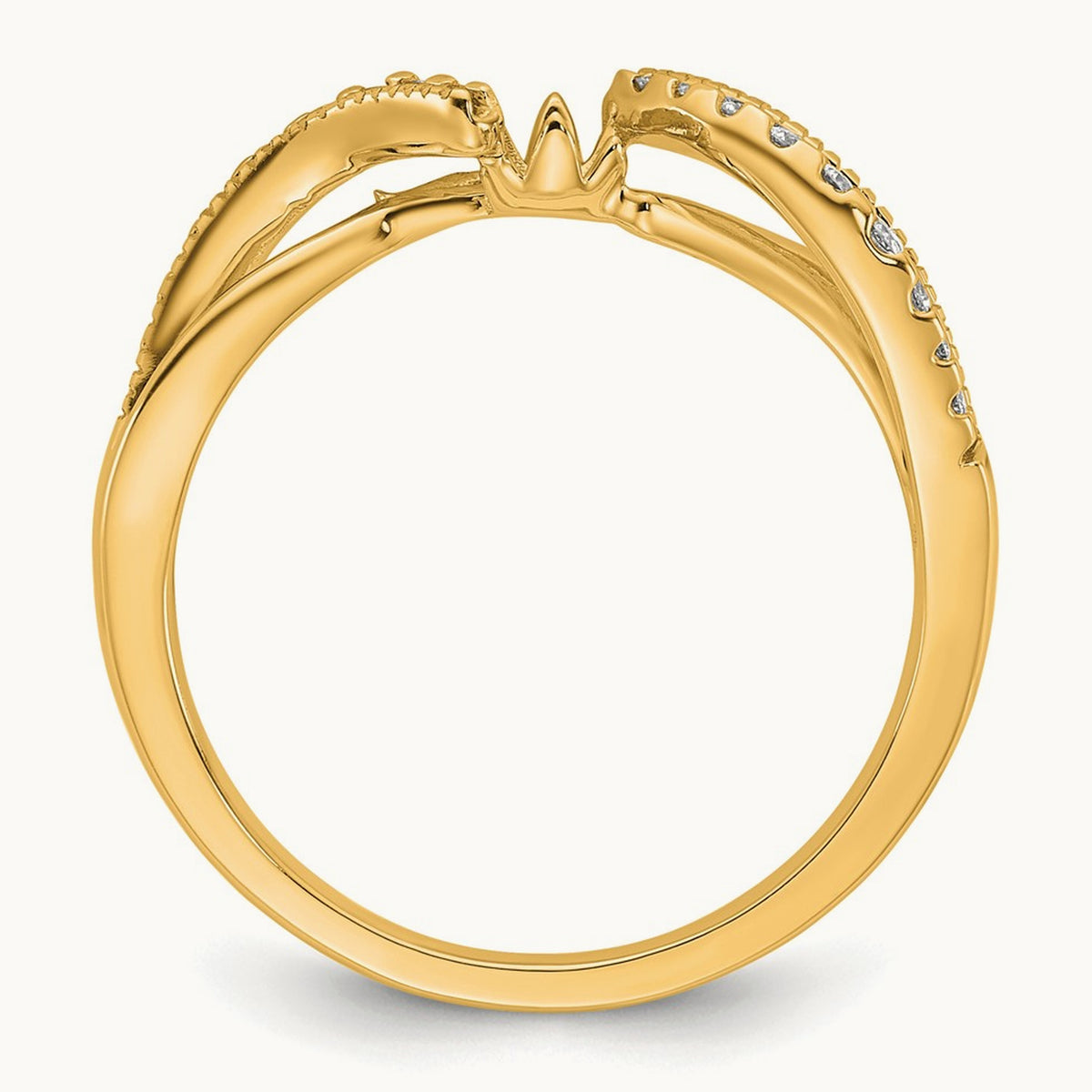 Peg Set Diamond Semi Criss-Cross Eng Ring, 14K Yellow Gold