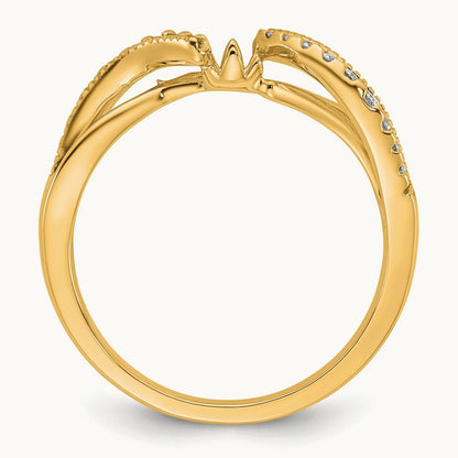 Peg Set Diamond Semi Criss-Cross Eng Ring, 14K Yellow Gold