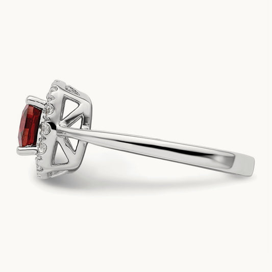 Jan Birthstone Garnet Halo Ring, 0.25 ct tw Lab-Grown Diamond