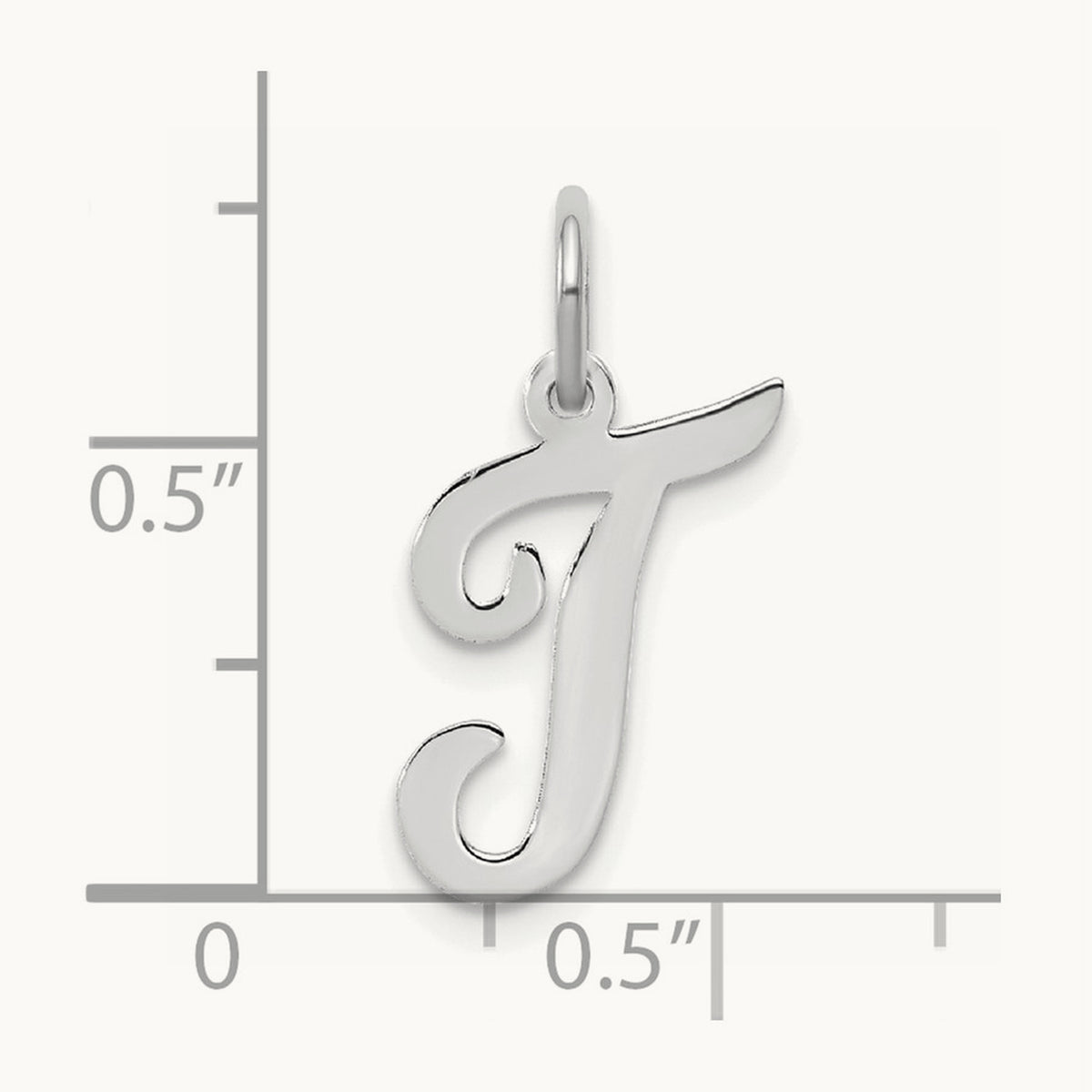 Medium Script Initial Charm — 14K White Gold, T