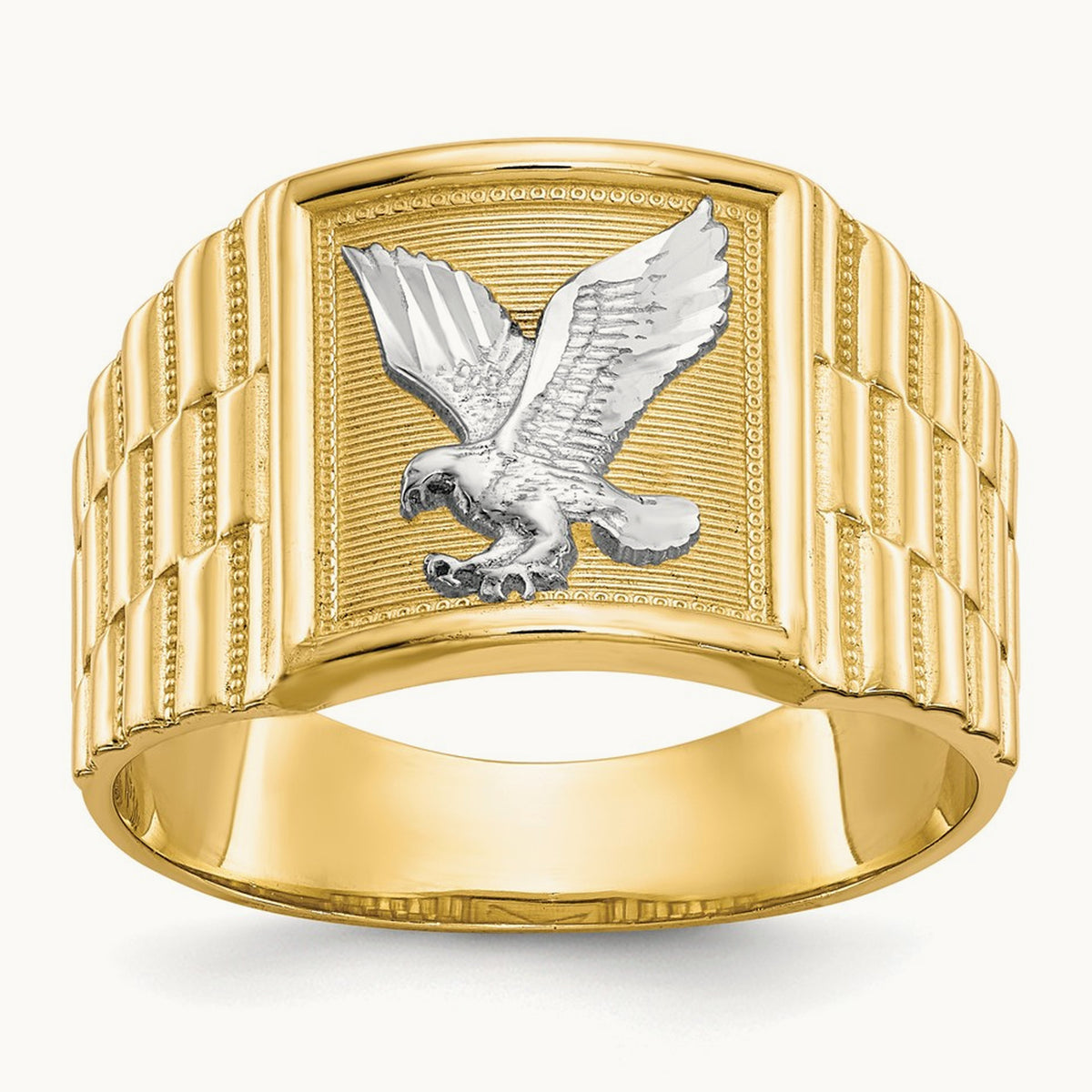 Men's Eagle Ring, 14K with Rhodium