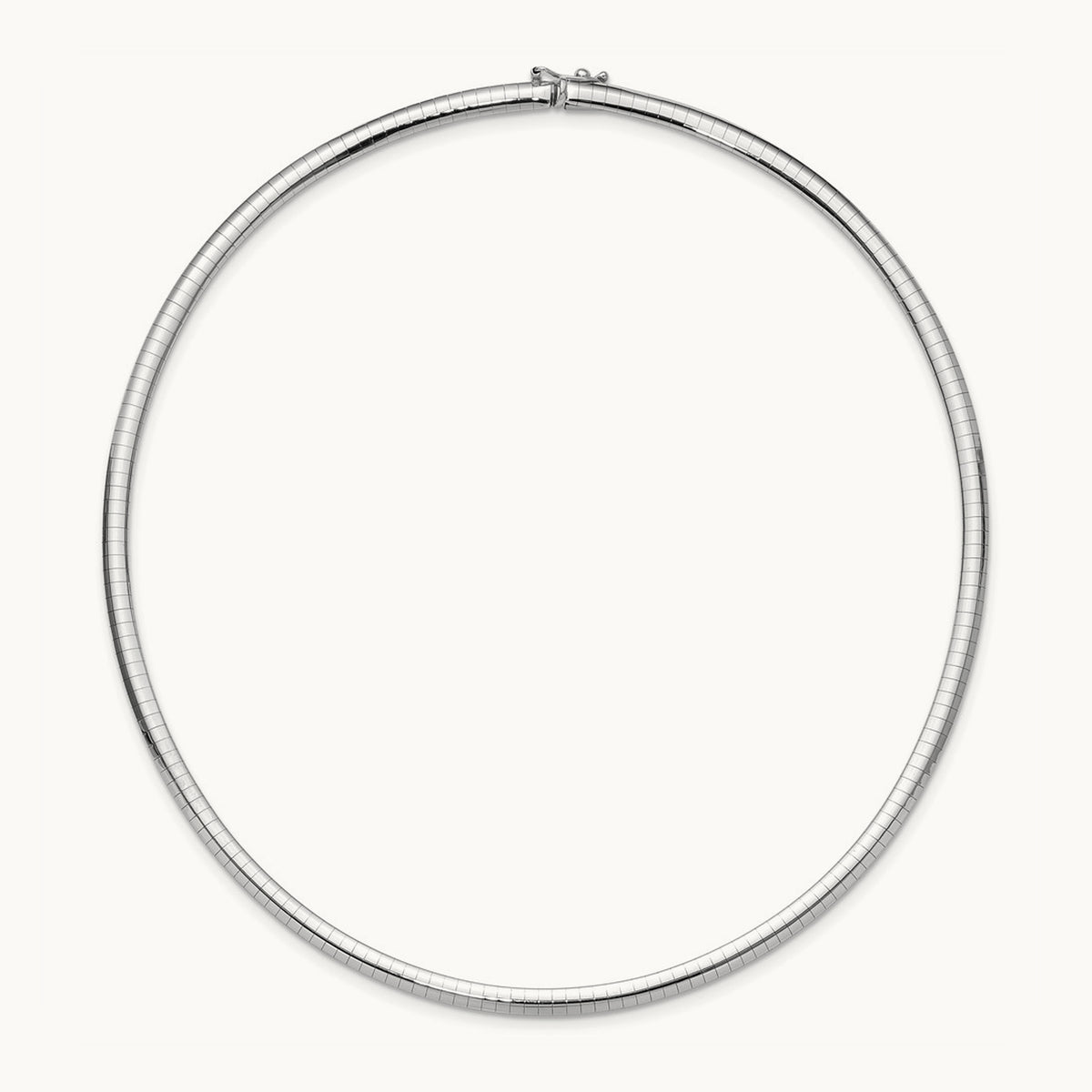 Domed Omega Necklace — 14K White Gold, 16mm, 4mm