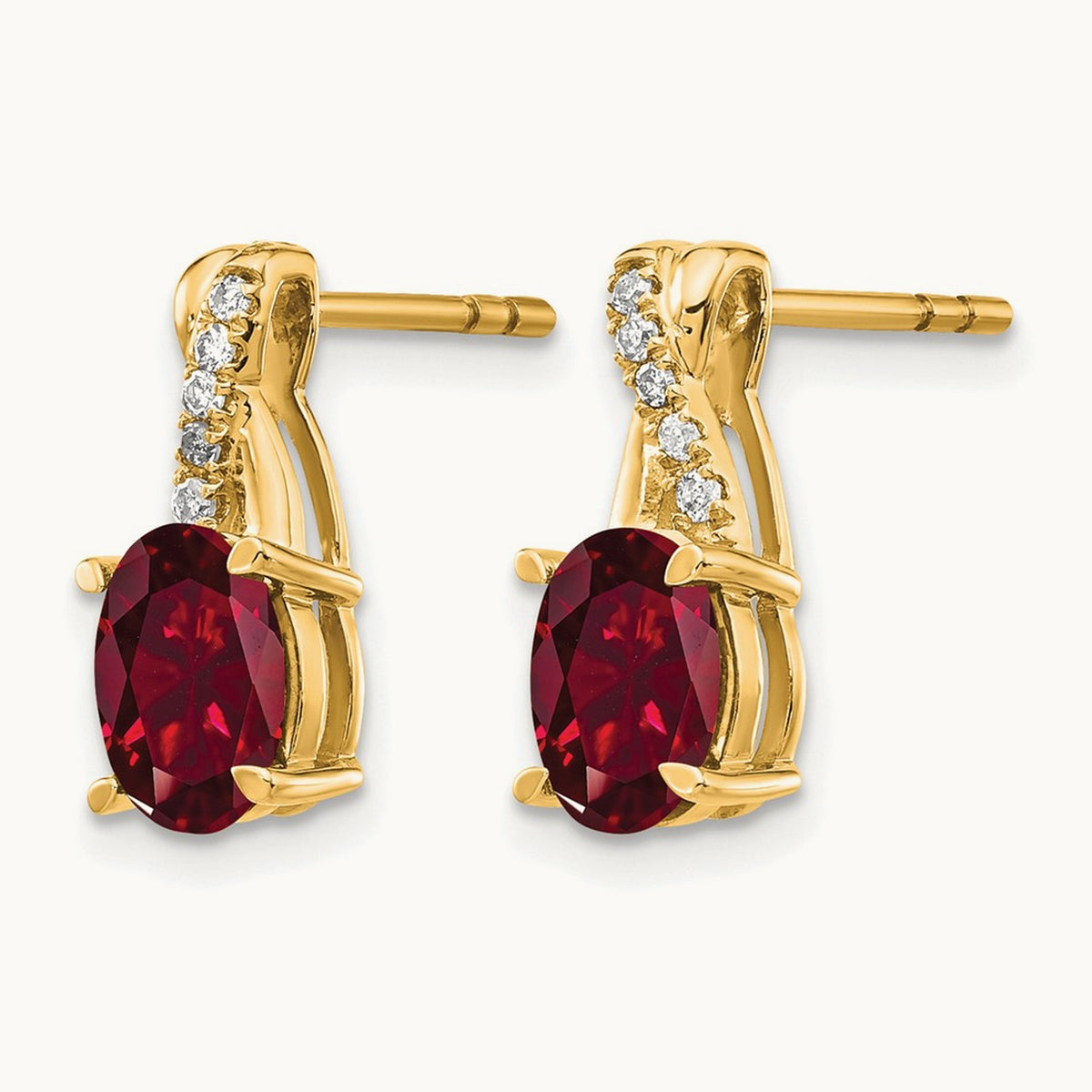 Created Ruby and Lab-Grown Diamond Earrings — 14K Yellow Gold