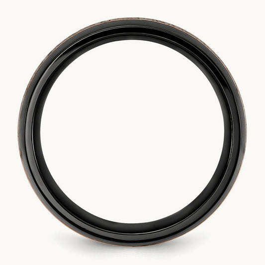 Black Zirconium Polished Rose IP-plated w/Antler Inlay Band, 8mm