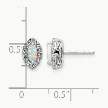 Created Opal Oct Birthstone Post Earrings, 0.20 ct tw Lab-Grown Diamond