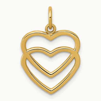 Polished Double Heart Pendant, 14K