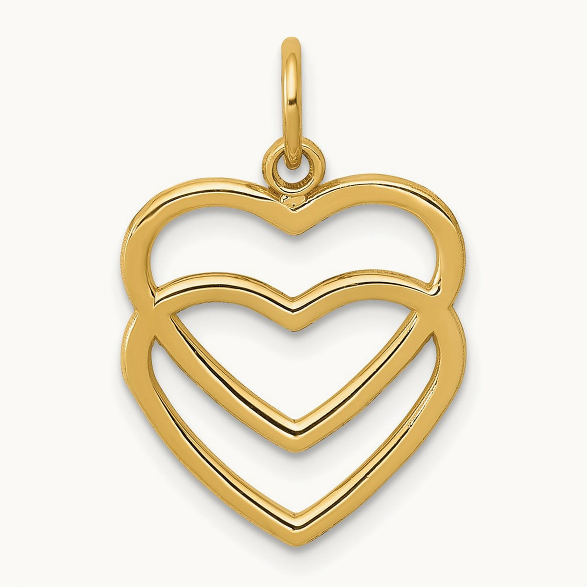 Polished Double Heart Pendant, 14K