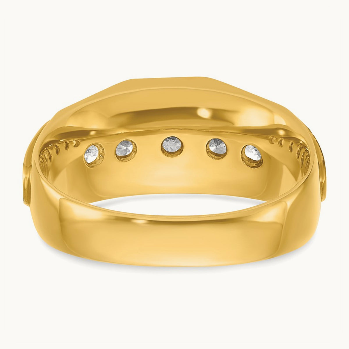 w/ White RH IBGoodman Men's Polished/Satin 5-Stone Diamond Ring, 14K