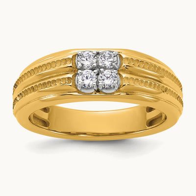 14ktt IB Goodman Mens Polished Complete 4-Stone 1/3ct Diamond Ring