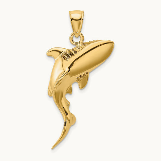 3-D Polished Shark Charm, 14K