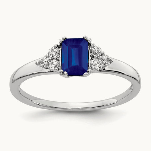 Diamond and Sapphire Ring, 14K White Gold