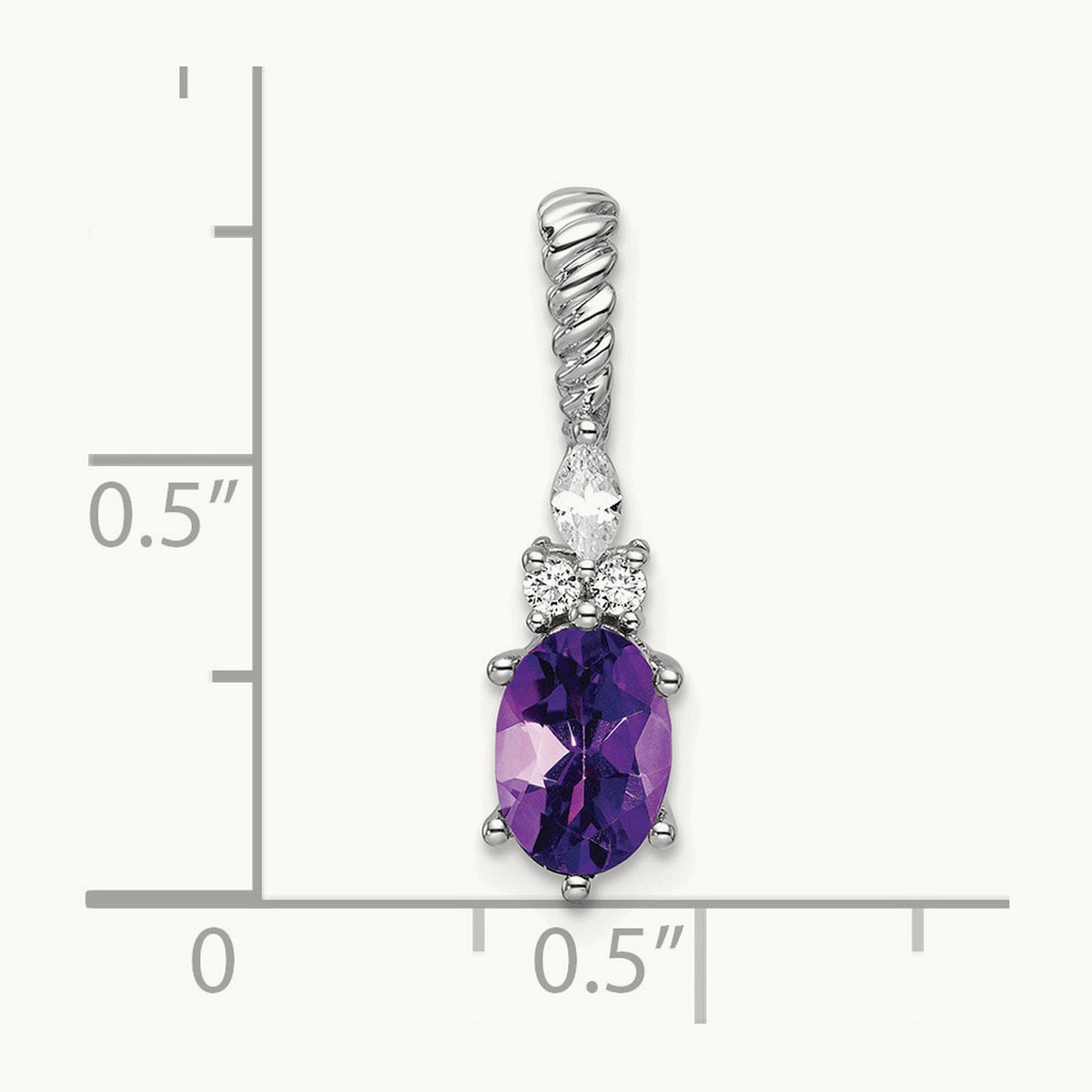 Polished Diamond and Amethyst Twisted Chain Slide — 14K White Gold