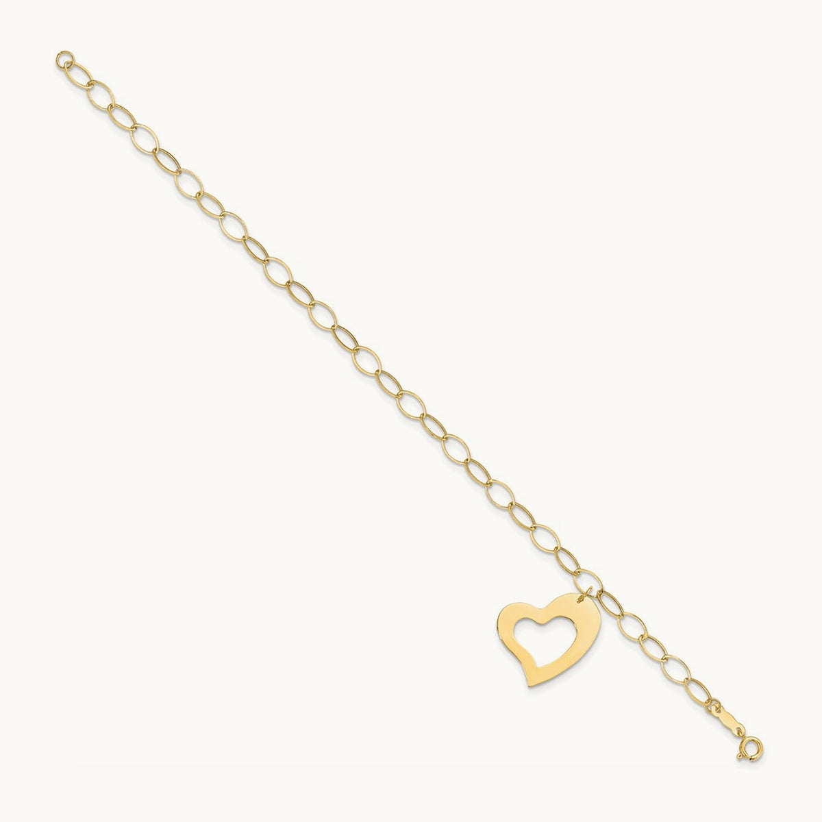 Dangle Heart Bracelet — 14K Yellow Gold, 7.25mm