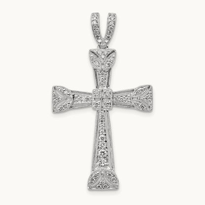 Diamond Filigree Cross Pendant, 14K White Gold