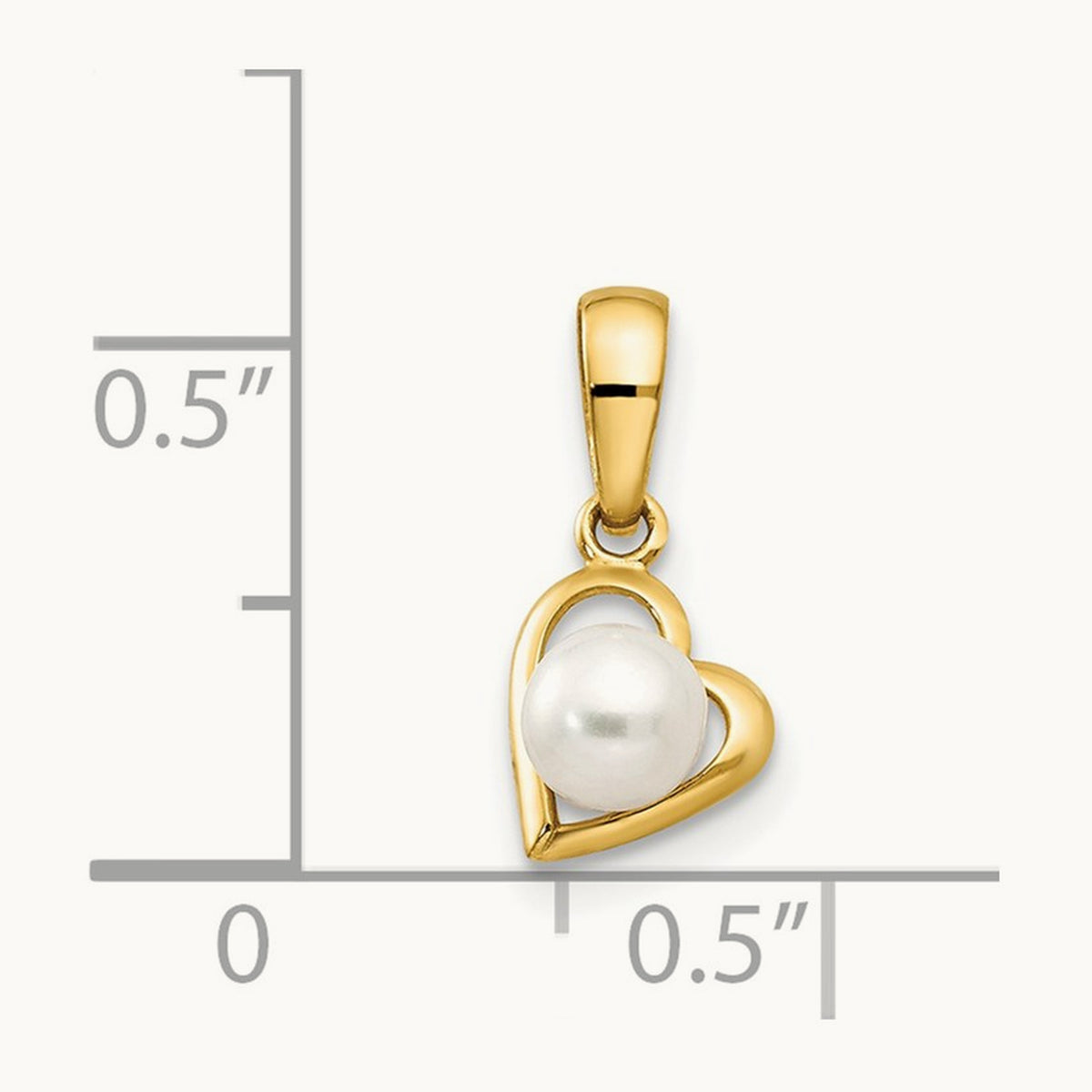 FW Cultured Pearl Children's Heart Pendant, 14K