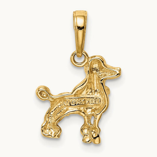 Poodle Dog Pendant — 14K Yellow Gold
