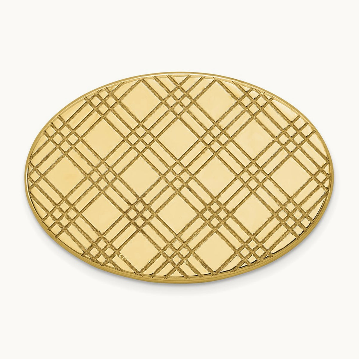 Men's Checkered Pattern Oval Tie Tac, 14K