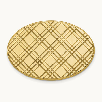 Men's Checkered Pattern Oval Tie Tac, 14K