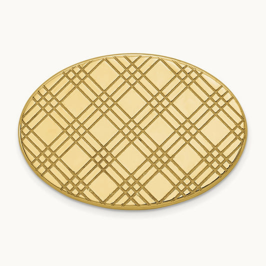 Men's Checkered Pattern Oval Tie Tac, 14K