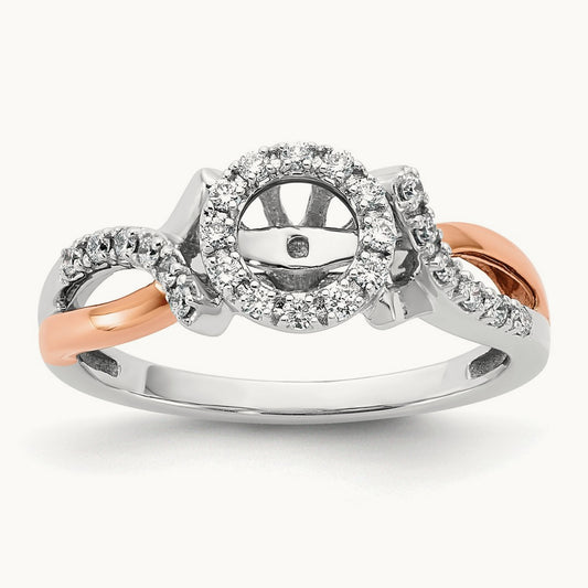 Halo Semi-Mount Peg Set Engagement Ring, 0.25 ct tw Lab-Grown Diamond
