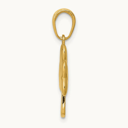 Polished Solid Shamrock Pendant, 14K