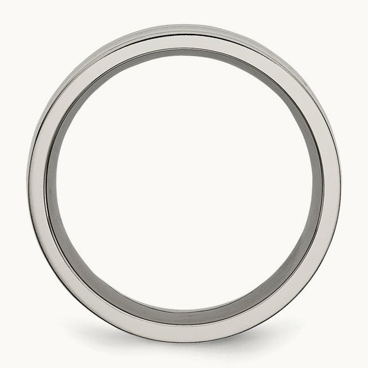 Polished with Black Carbon Fiber Inlay Flat Band — photo set