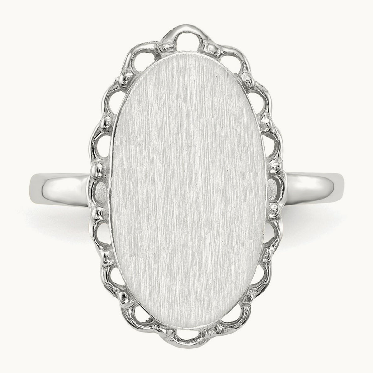 10.5x14. Open Back Signet Ring, 0mm, 14K White Gold