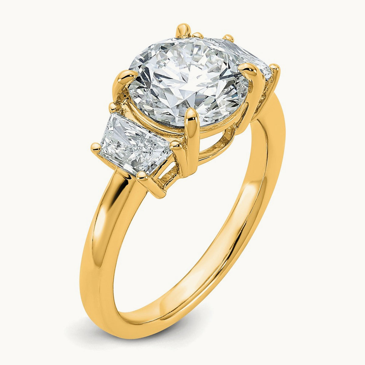 Trapezoid Sidestones Engagement Ring, 0.25-3.75 ct tw Lab-Grown Diamond — 3 1/2 ct, VS (Best) · Certified, 14K Yellow Gold