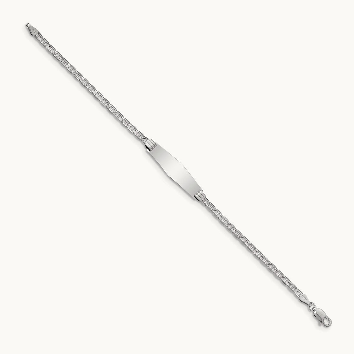 WG Semi-Solid Soft Diamond Shape Anchor Link ID Bracelet, 14K
