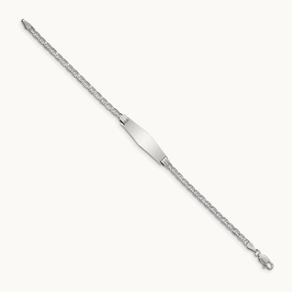 WG Semi-Solid Soft Diamond Shape Anchor Link ID Bracelet, 14K
