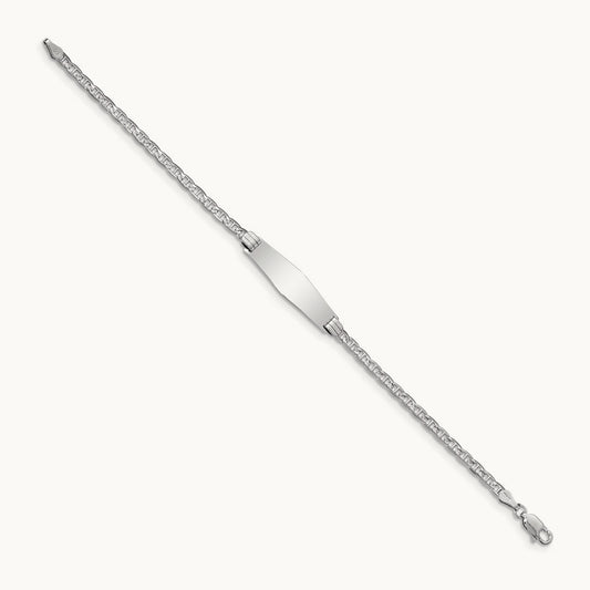 WG Semi-Solid Soft Diamond Shape Anchor Link ID Bracelet, 14K