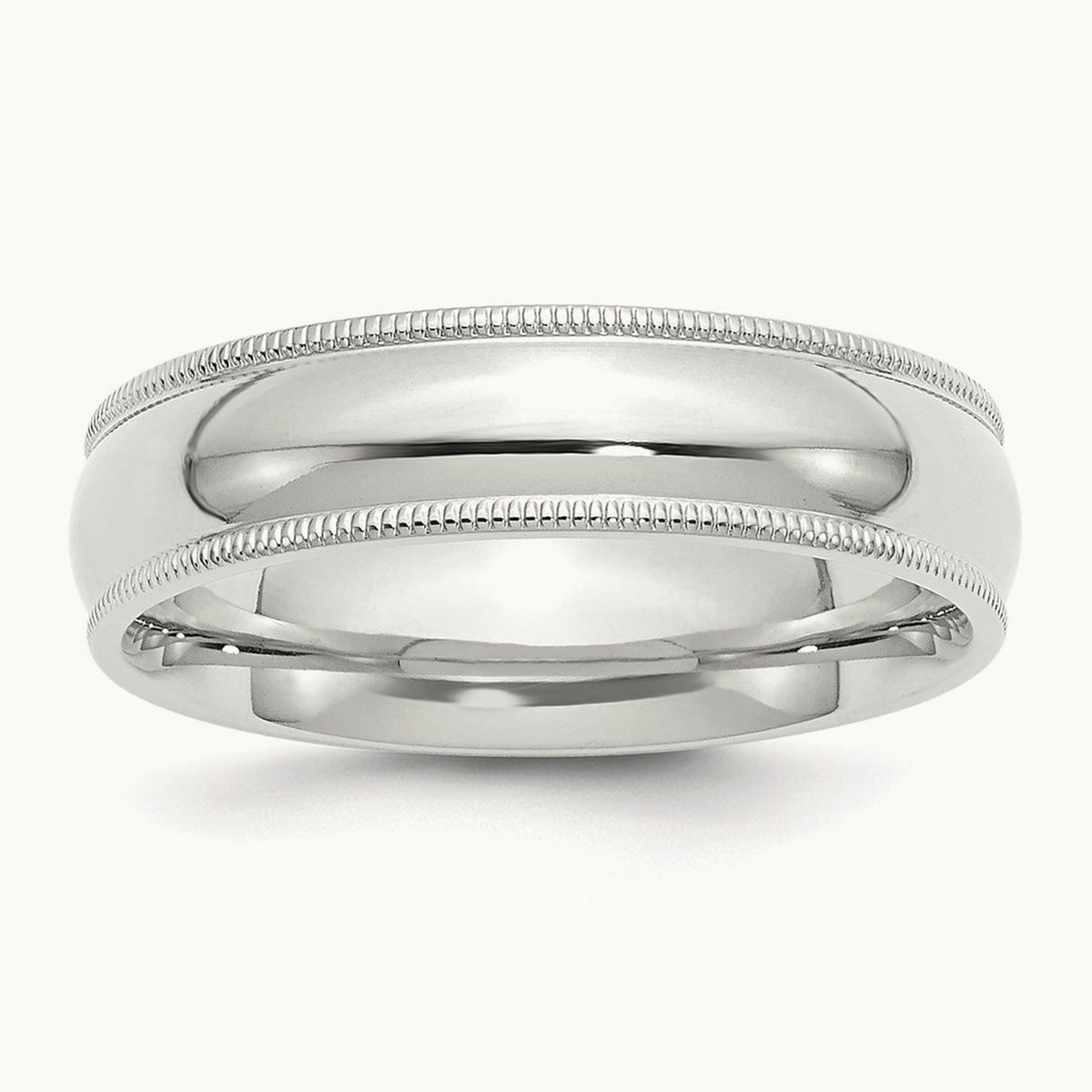 Milgrain Comfort Fit Band — 14K White Gold, 6mm