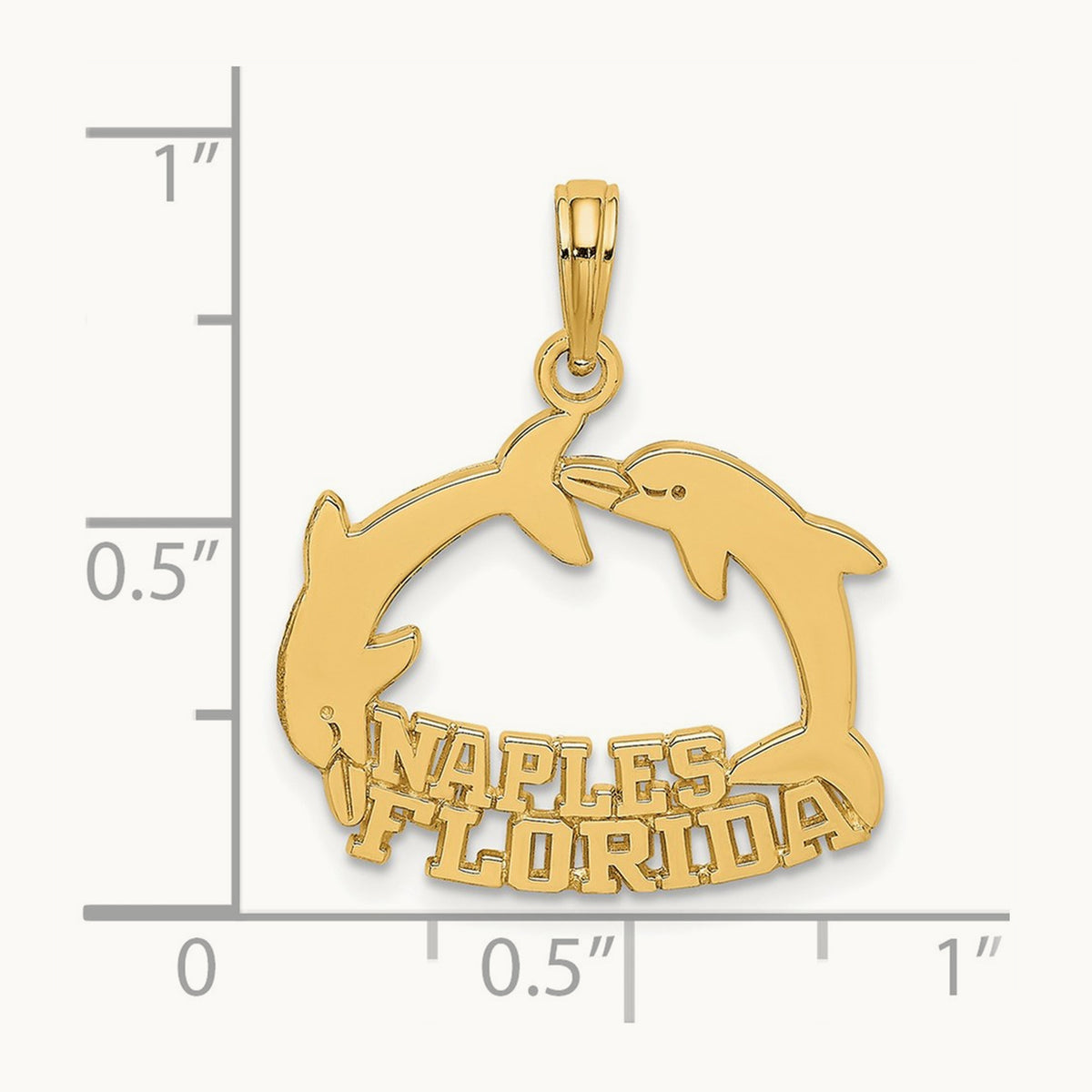 NAPLES FLORIDA Jumping Dolphins Charm, 14K