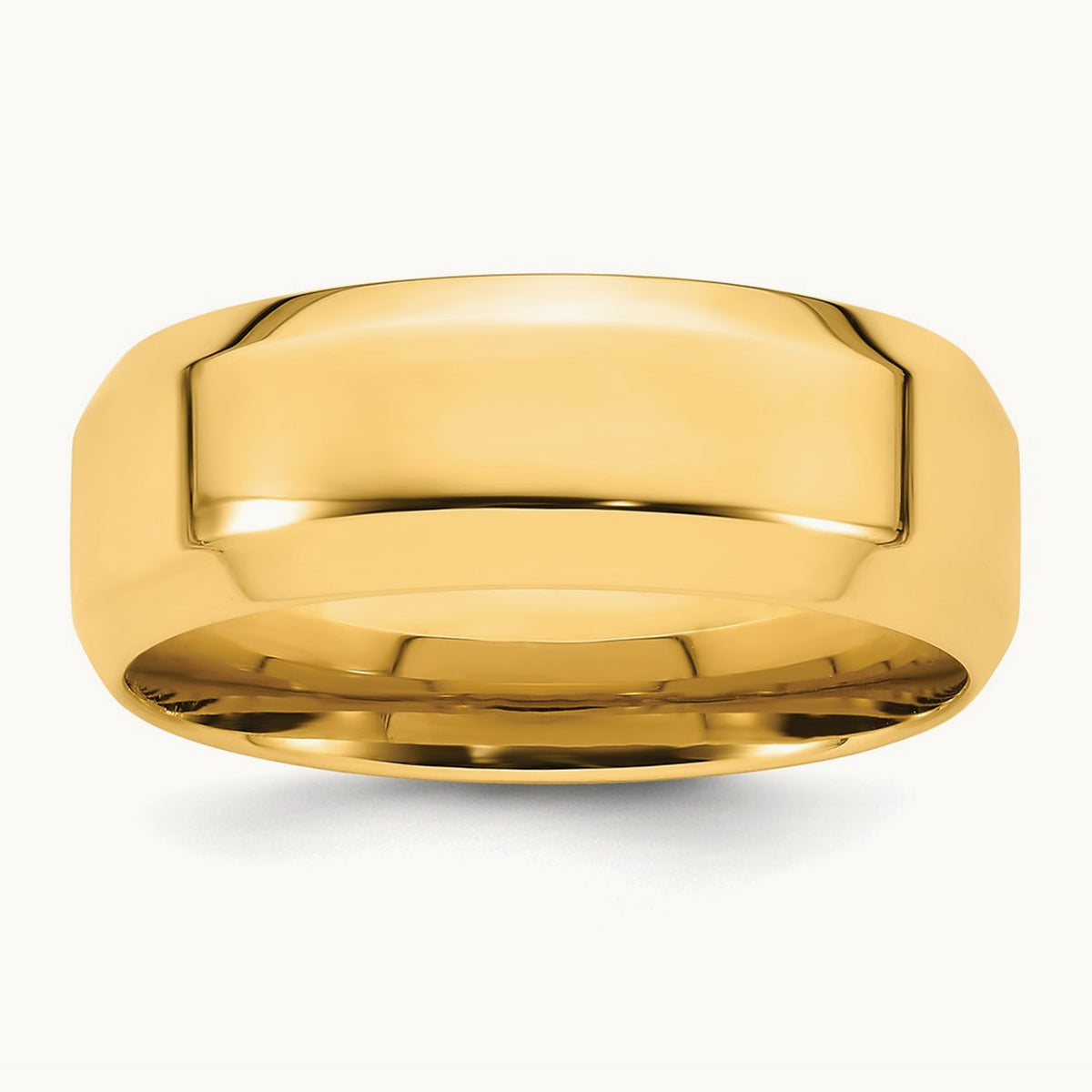Bevel Edge Comfort Fit Band — 14K Yellow Gold, 8mm