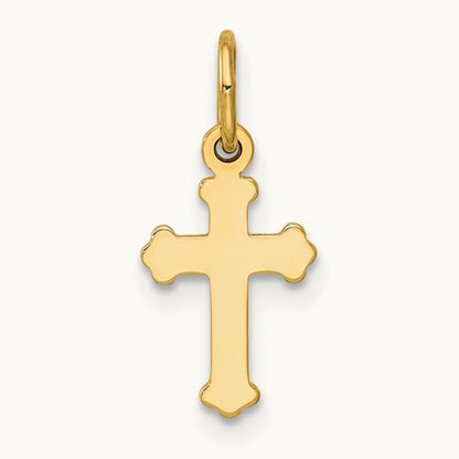 Mini Polished Cross Charm — 14K Yellow Gold