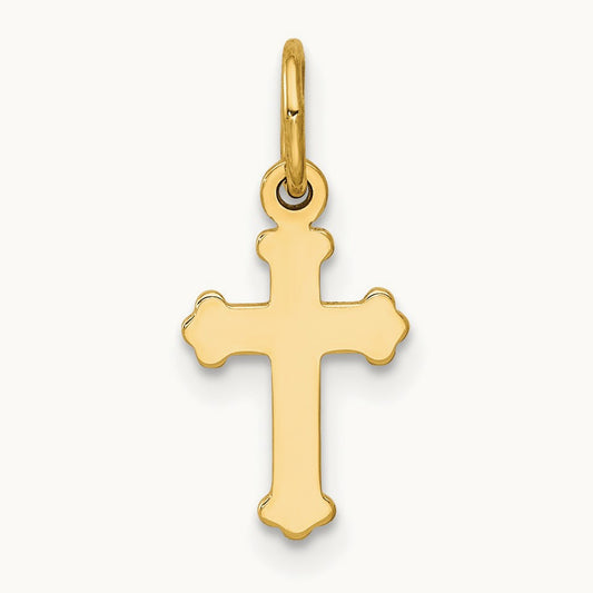 Mini Polished Cross Charm — 14K Yellow Gold