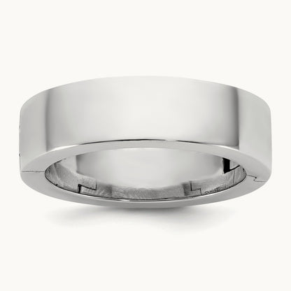 CLIQ Hinged Flat Wedding Band, 6mm, 14K White Gold