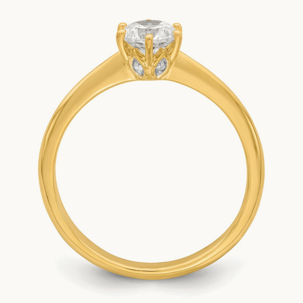 Polish 1/2ct Round Leaf Design Semi-Mount Dia Ring, 14K