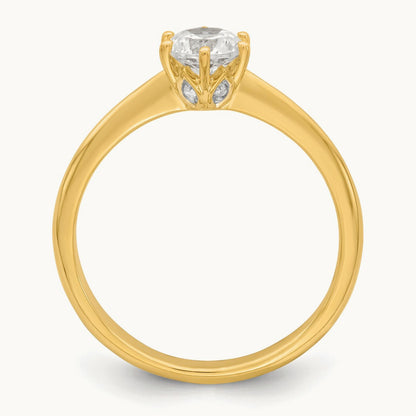 Polish 1/2ct Round Leaf Design Semi-Mount Dia Ring, 14K