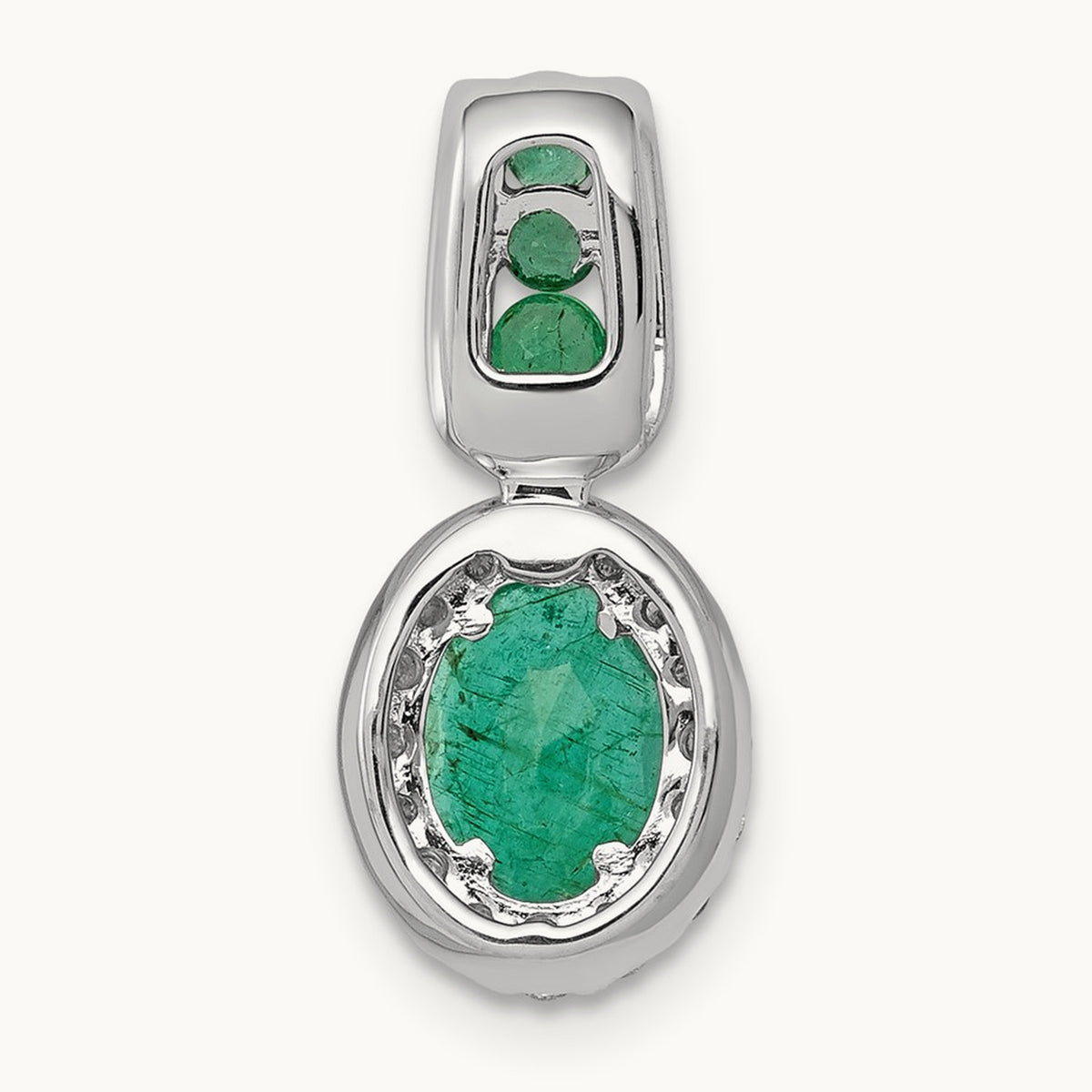 Created Emerald Halo Pendant, 0.20 ct tw Lab-Grown Diamond