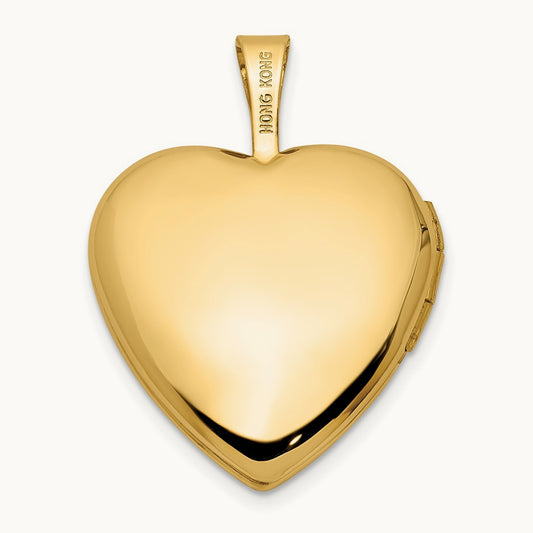 Textured and Polished Paw Prints Heart Locket, 16mm, 14K