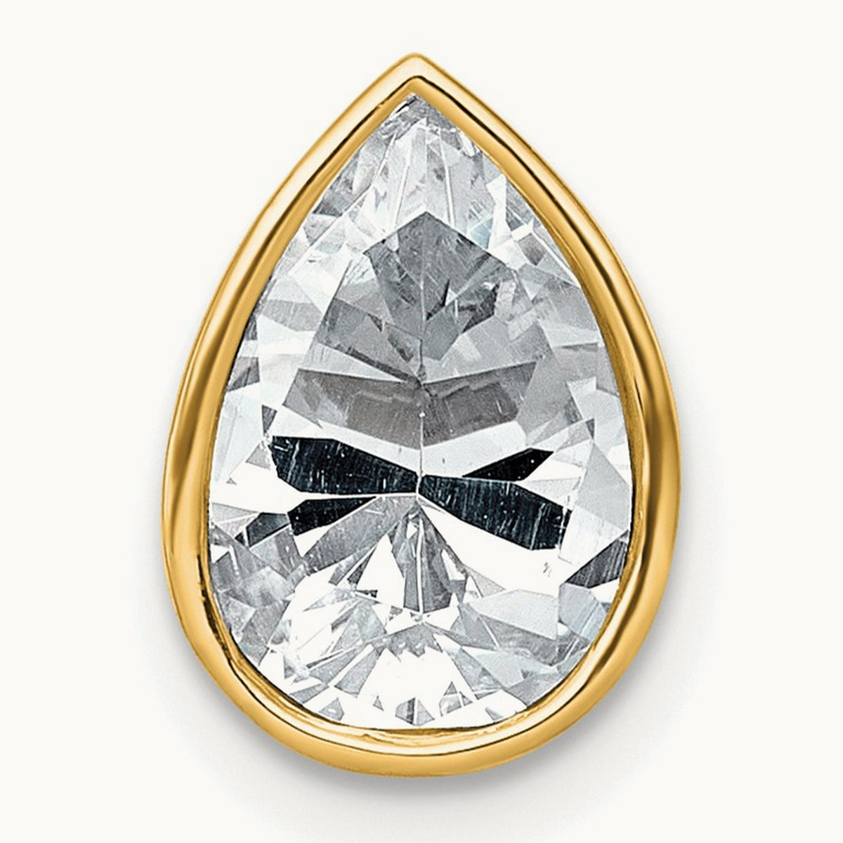 Pear Bezel Chain Slide, 0.25-3.00 ct tw Lab-Grown Diamond — 2 ct, 14K Yellow Gold