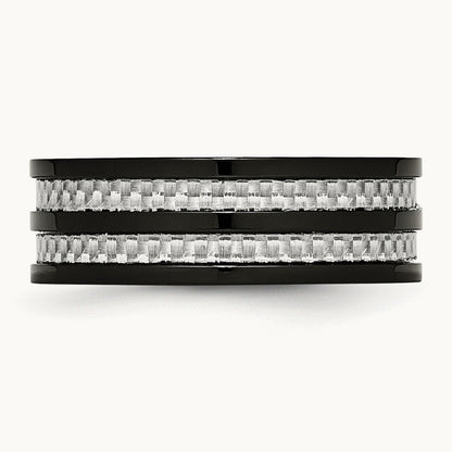 Polished Black IP-plated with Grey Carbon Fiber Inlay Band — photo set
