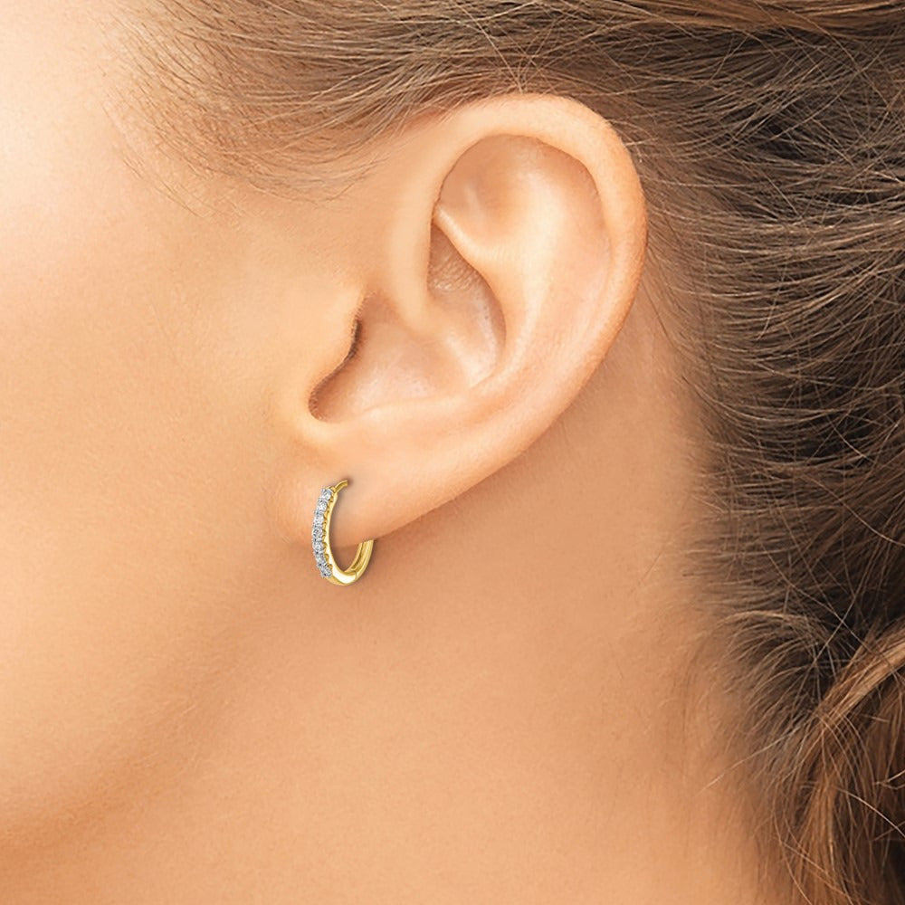 Diamond Hinged Hoop Earrings — 14K Yellow Gold