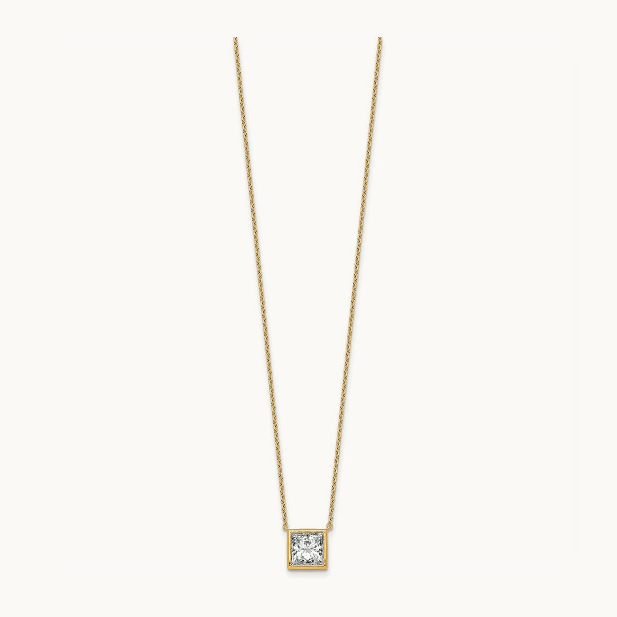 Princess Bezel Set Pendant, 1.00-4.00 ct tw Lab-Grown Diamond — 2 1/2 ct, 14K Yellow Gold