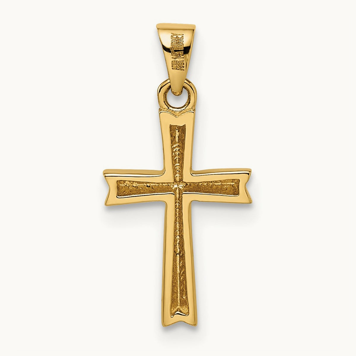w/Rhodium Diamond-cut Small Latin Cross Pendant, 14K