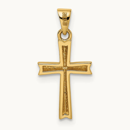 w/Rhodium Diamond-cut Small Latin Cross Pendant, 14K