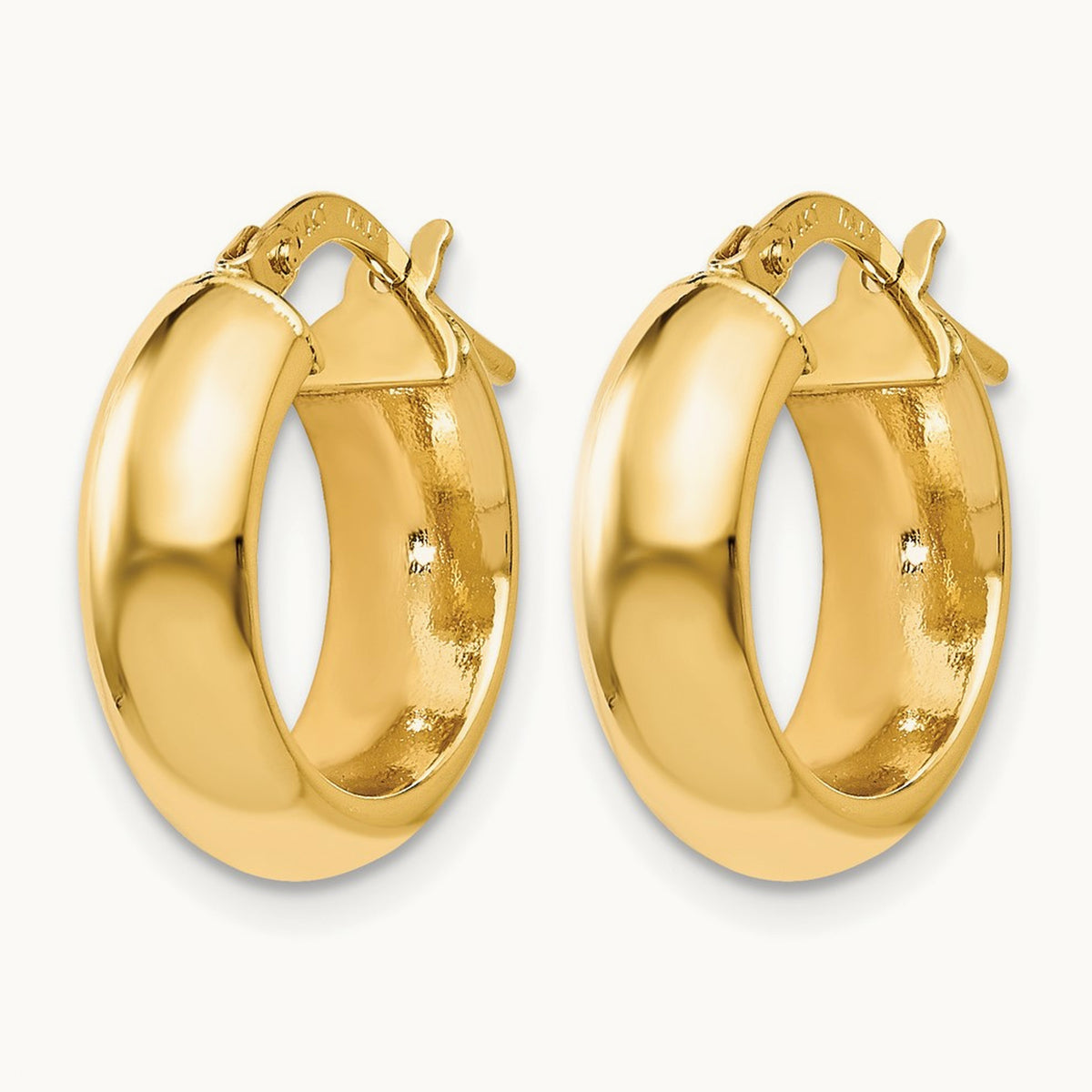 Polished Hoop Earrings, 14K — Leslie's