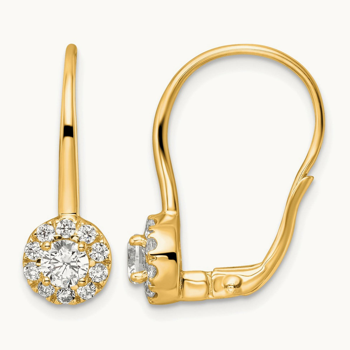 Drop Leverback Earrings, 0.75-1.50 ct tw Lab-Grown Diamond — 1 ct, 14K Yellow Gold