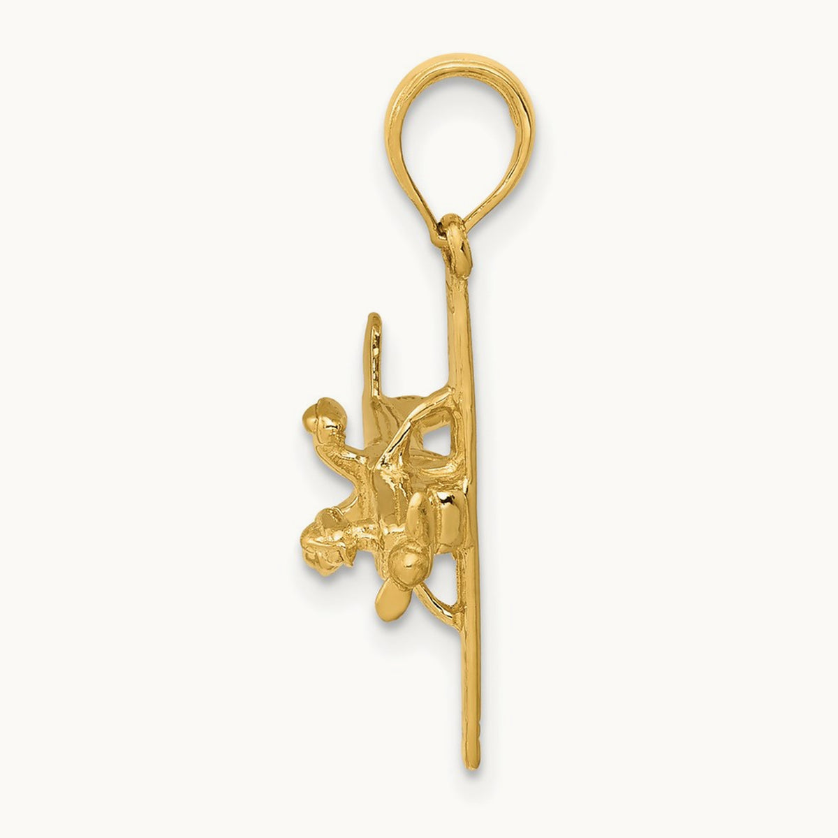 3-D High-Wing Airplane Pendant — 14K Yellow Gold